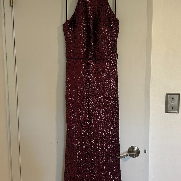Bloomindales Aqua Burgundy Sequin Gown - Picture 1 of 3